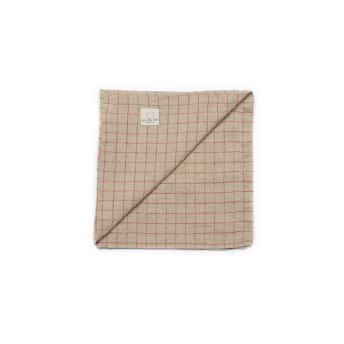 Serviette de table - Ficelle/Ocre carreaux