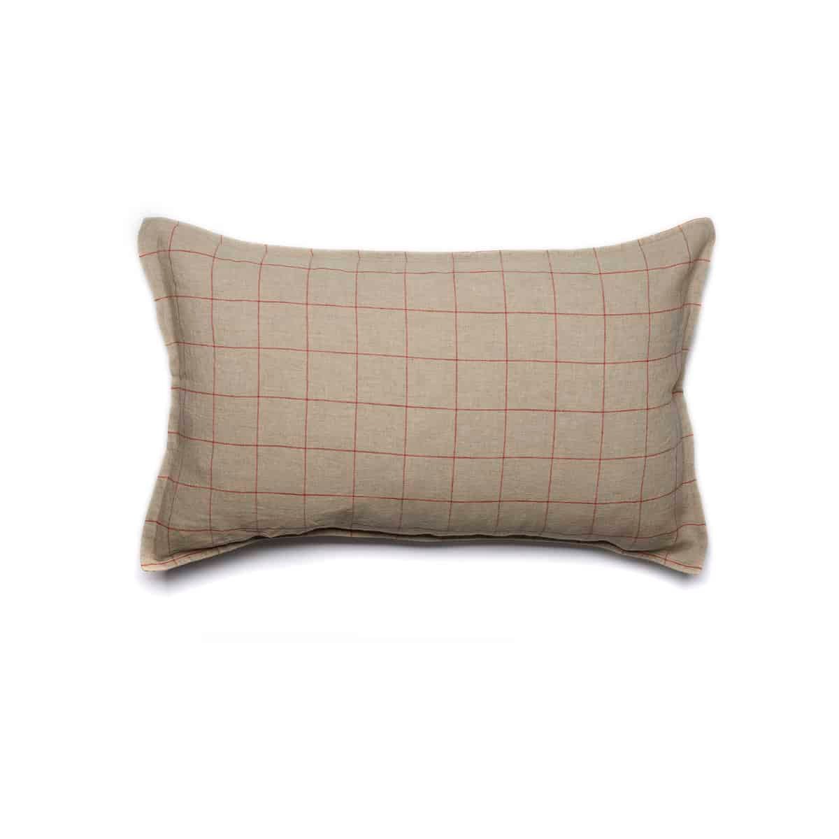 Housse de coussin Grands Carreaux Ficelle Ocre